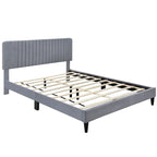 Lit plateforme tapissé Queen Size, pas besoin de sommier tapissier, tissu velours