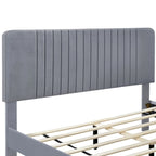 Lit plateforme tapissé Queen Size, pas besoin de sommier tapissier, tissu velours