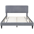 Lit plateforme tapissé Queen Size, pas besoin de sommier tapissier, tissu velours