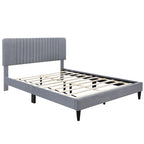 Lit plateforme tapissé Queen Size, pas besoin de sommier tapissier, tissu velours