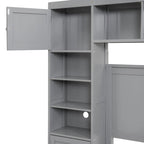 Lit double en bois avec armoire et étagère tout-en-un