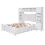 Lit double en bois avec armoire et étagère tout-en-un