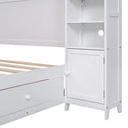 Lit double en bois avec armoire et étagère tout-en-un