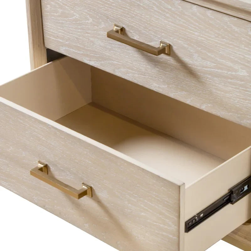Ensemble de chambre 3 pièces en bois massif, finition chêne, lit plateforme + 2 tables de chevet, 1000 lb