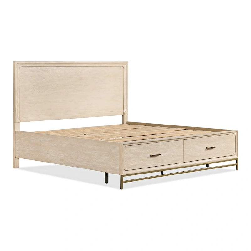 Ensemble de chambre 3 pièces en bois massif, finition chêne, lit plateforme + 2 tables de chevet, 1000 lb