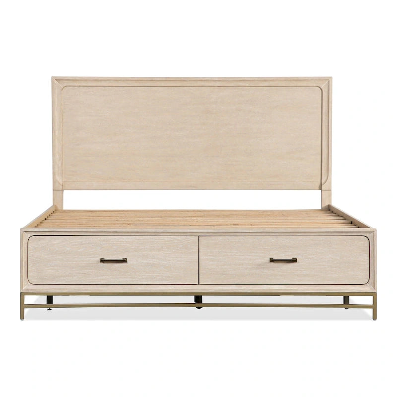 Ensemble de chambre 3 pièces en bois massif, finition chêne, lit plateforme + 2 tables de chevet, 1000 lb