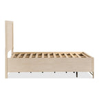 Ensemble de chambre 3 pièces en bois massif, finition chêne, lit plateforme + 2 tables de chevet, 1000 lb