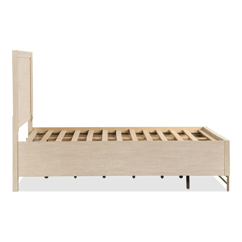 Ensemble de chambre 3 pièces en bois massif, finition chêne, lit plateforme + 2 tables de chevet, 1000 lb
