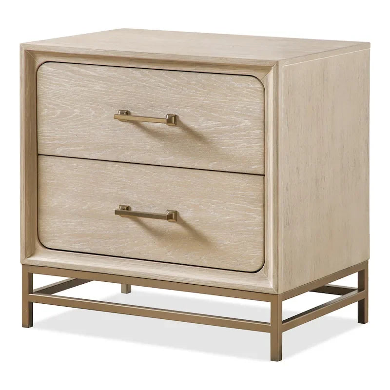 Ensemble de chambre 3 pièces en bois massif, finition chêne, lit plateforme + 2 tables de chevet, 1000 lb