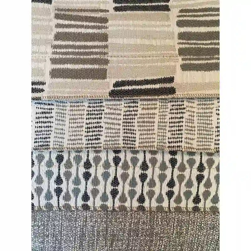 Canapé d'angle d'extérieur 3 places | Tissu polyester gris clair | Coussins en mousse | 8 oreillers | 284 cm