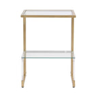 Table d'appoint dorée, table basse en verre acrylique à 2 niveaux pour salle à manger, salon, cuisine, couloir