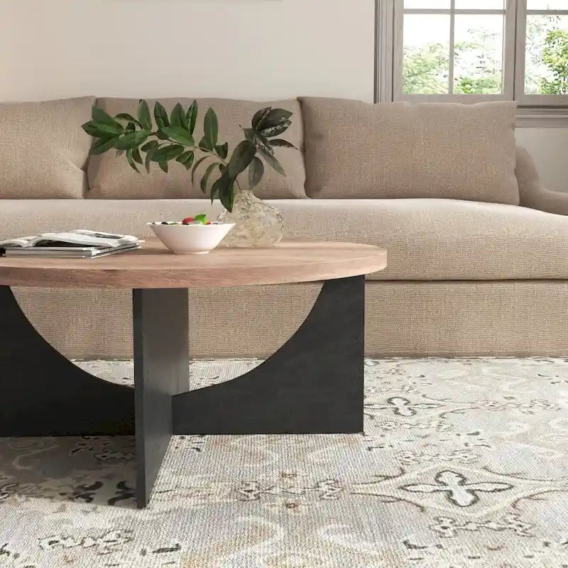 Table basse ronde Table d'appoint en bois rustique pour le salon