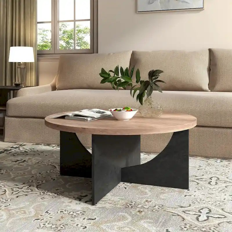 Table basse ronde Table d'appoint en bois rustique pour le salon