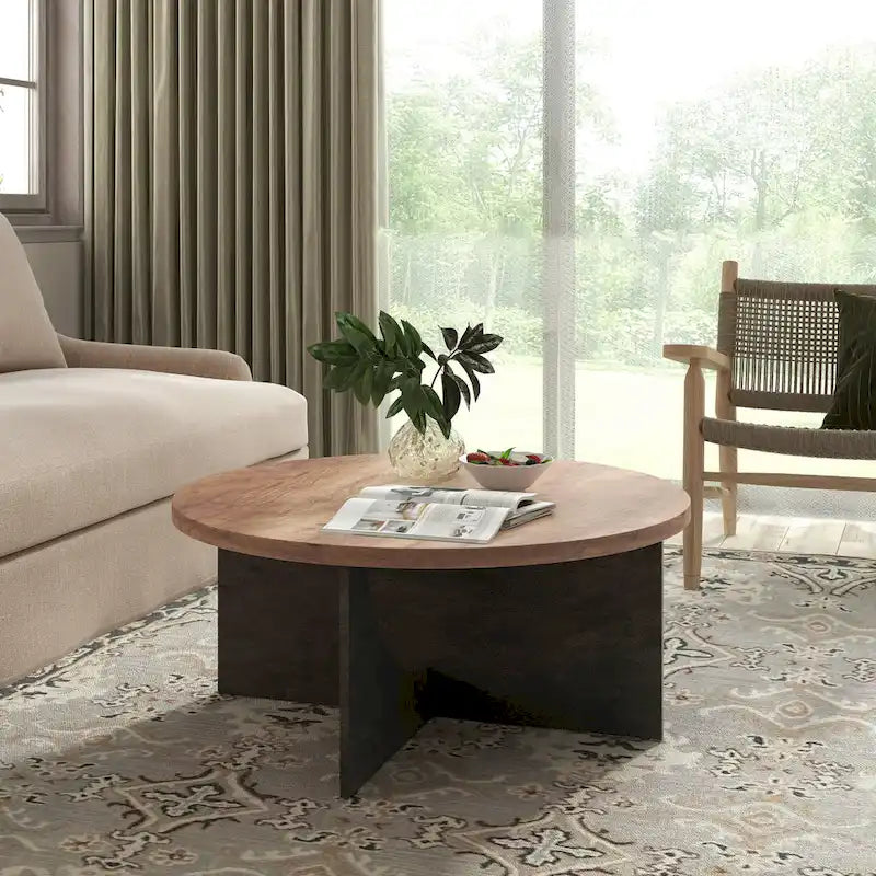 Table basse ronde Table d'appoint en bois rustique pour le salon