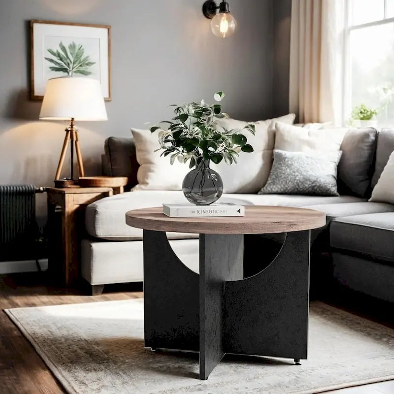 Table basse ronde Table d'appoint en bois rustique pour le salon