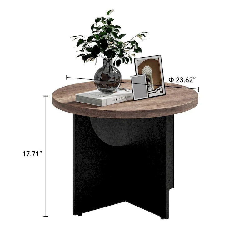 Table basse ronde Table d'appoint en bois rustique pour le salon