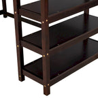 Lit superposé jumeau avec bureau sous le lit et étagères de rangement | Bois de pin massif | Capacité de 113 kg