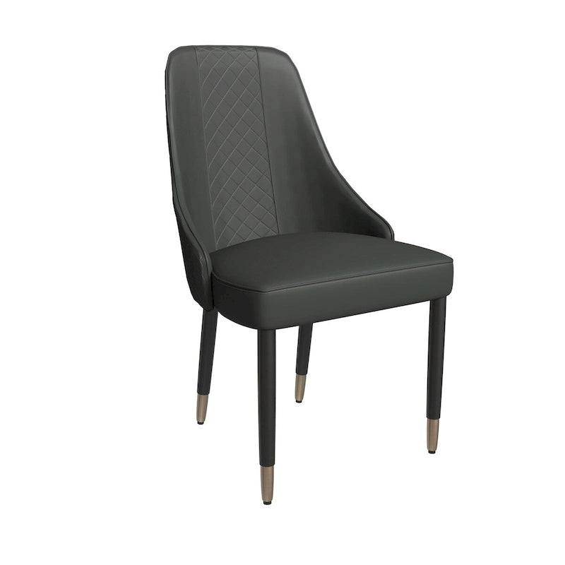 Chaises de salle à manger modernes rembourrées avec assise en tissu/cuir et pieds en chêne noir, lot de 2