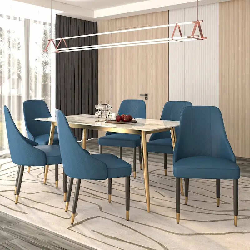 Chaises de salle à manger modernes rembourrées avec assise en tissu/cuir et pieds en chêne noir, lot de 2
