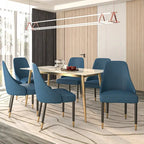 Chaises de salle à manger modernes rembourrées avec assise en tissu/cuir et pieds en chêne noir, lot de 2