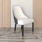 Chaises de salle à manger modernes rembourrées avec assise en tissu/cuir et pieds en chêne noir, lot de 2