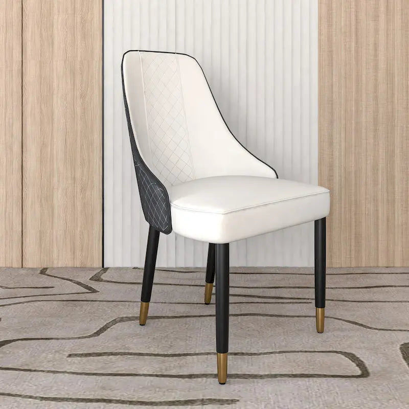 Chaises de salle à manger modernes rembourrées avec assise en tissu/cuir et pieds en chêne noir, lot de 2