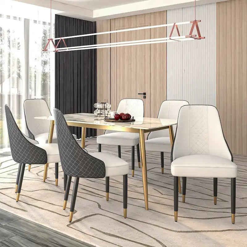 Chaises de salle à manger modernes rembourrées avec assise en tissu/cuir et pieds en chêne noir, lot de 2