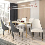 Chaises de salle à manger modernes rembourrées avec assise en tissu/cuir et pieds en chêne noir, lot de 2