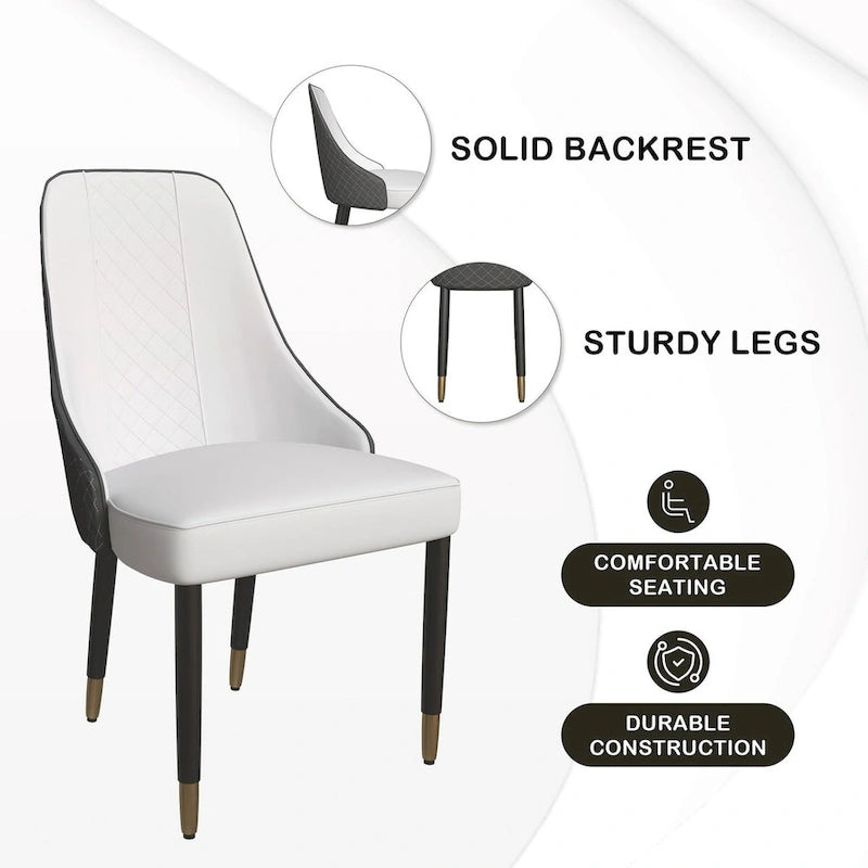 Chaises de salle à manger modernes rembourrées avec assise en tissu/cuir et pieds en chêne noir, lot de 2
