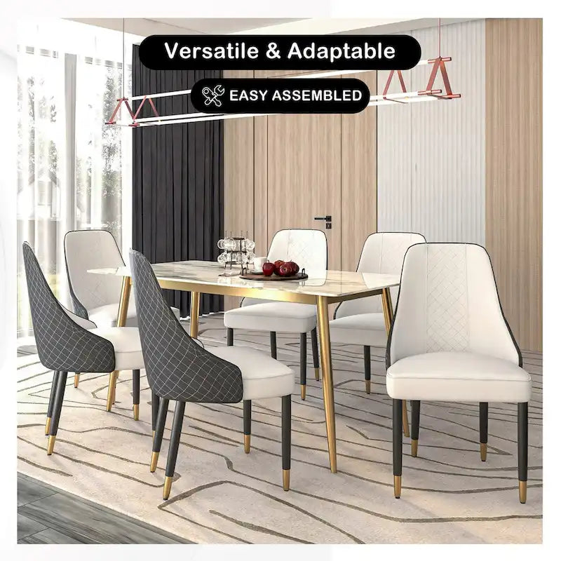 Chaises de salle à manger modernes rembourrées avec assise en tissu/cuir et pieds en chêne noir, lot de 2