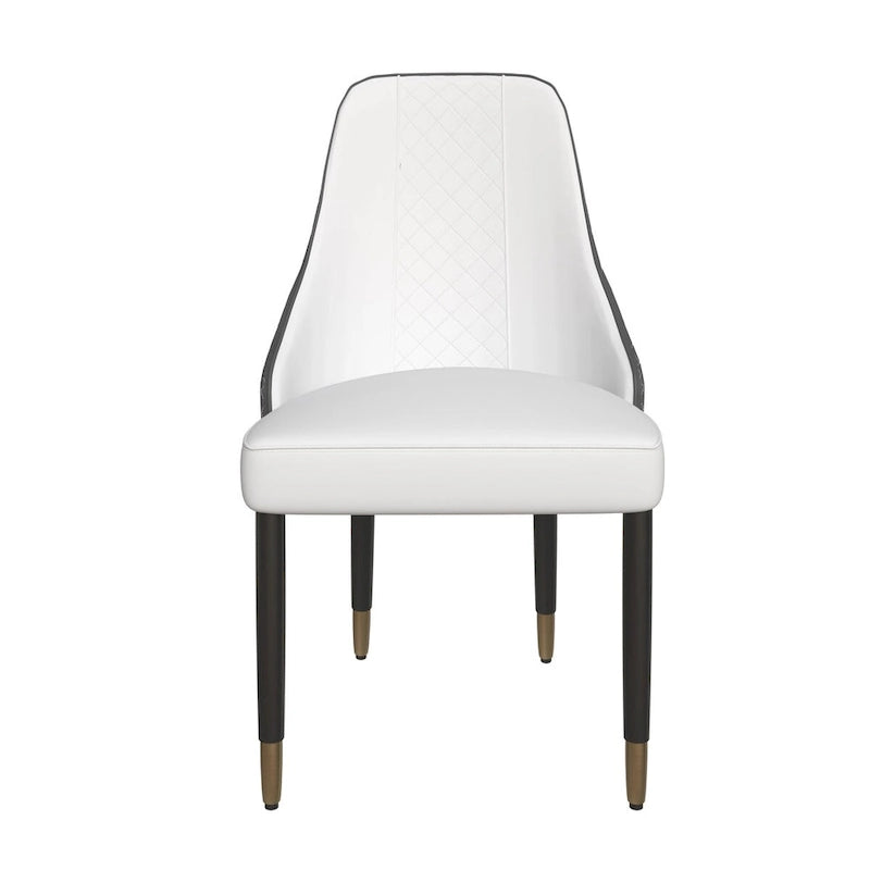 Chaises de salle à manger modernes rembourrées avec assise en tissu/cuir et pieds en chêne noir, lot de 2