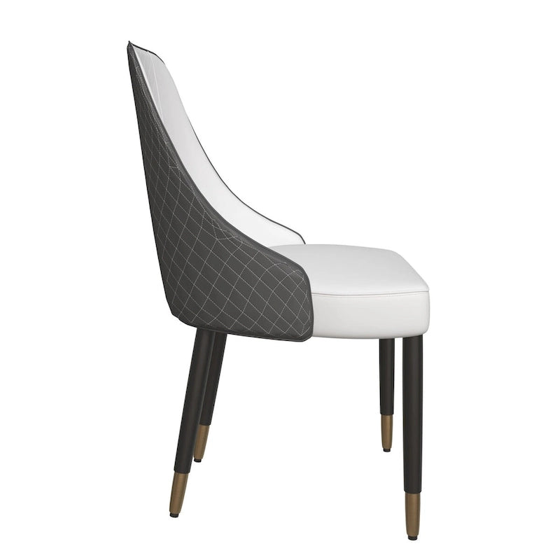 Chaises de salle à manger modernes rembourrées avec assise en tissu/cuir et pieds en chêne noir, lot de 2