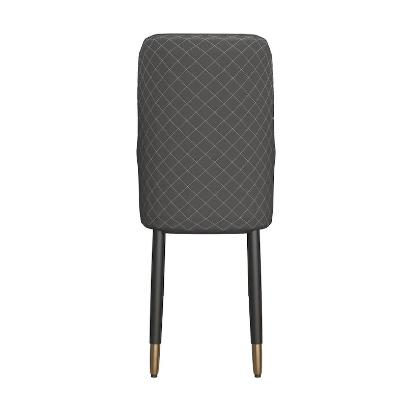 Chaises de salle à manger modernes rembourrées avec assise en tissu/cuir et pieds en chêne noir, lot de 2