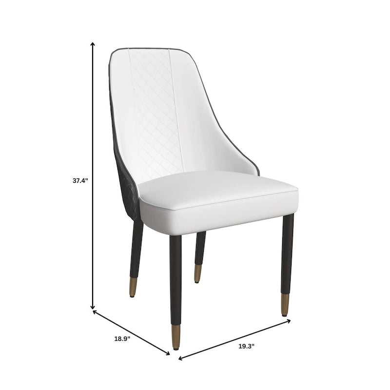 Chaises de salle à manger modernes rembourrées avec assise en tissu/cuir et pieds en chêne noir, lot de 2