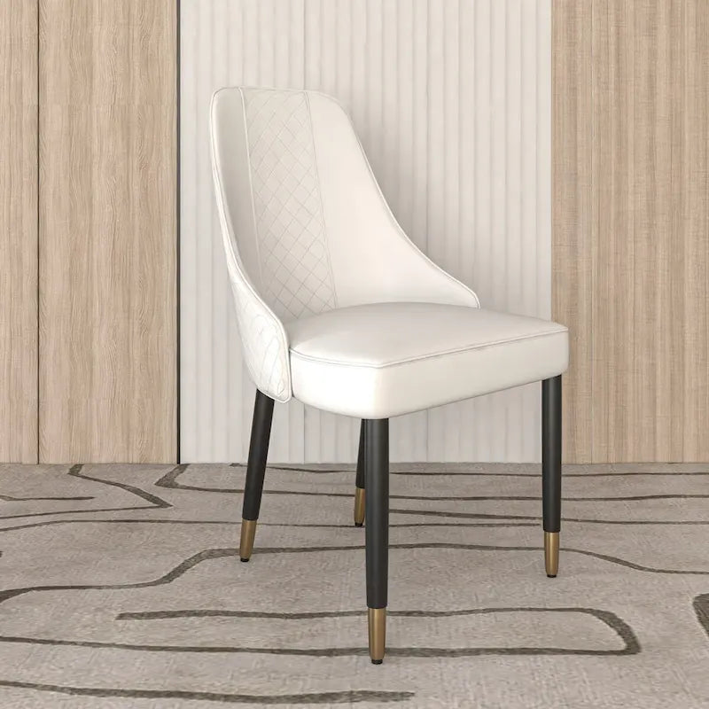 Chaises de salle à manger modernes rembourrées avec assise en tissu/cuir et pieds en chêne noir, lot de 2
