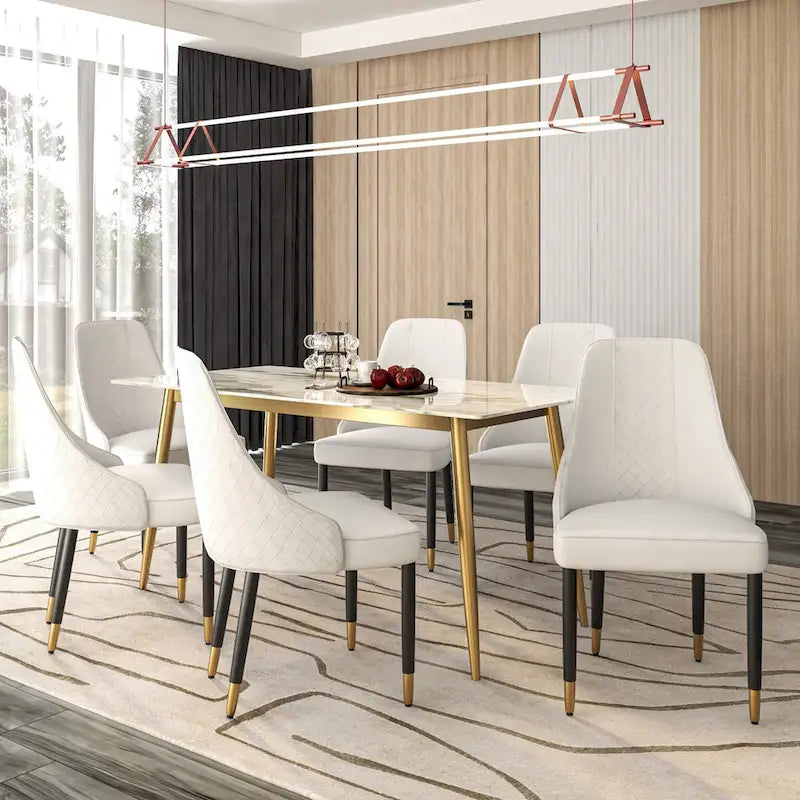 Chaises de salle à manger modernes rembourrées avec assise en tissu/cuir et pieds en chêne noir, lot de 2
