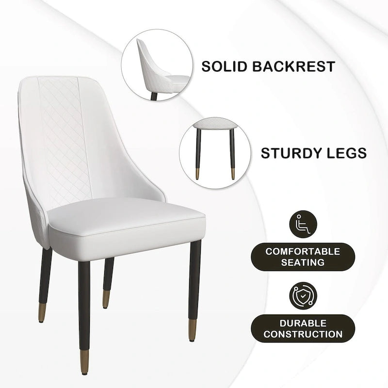 Chaises de salle à manger modernes rembourrées avec assise en tissu/cuir et pieds en chêne noir, lot de 2