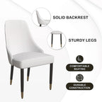 Chaises de salle à manger modernes rembourrées avec assise en tissu/cuir et pieds en chêne noir, lot de 2
