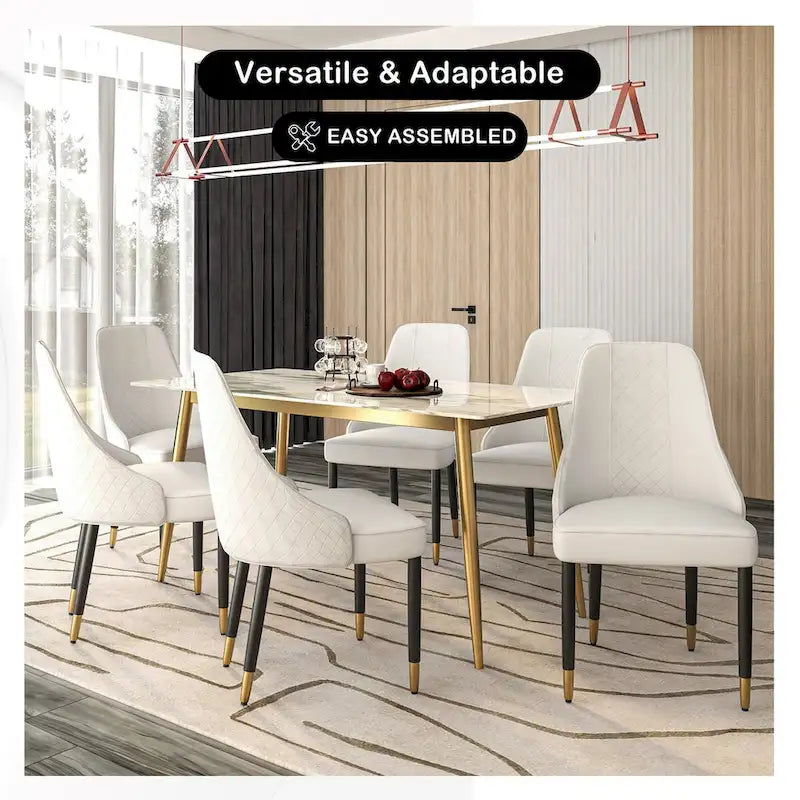 Chaises de salle à manger modernes rembourrées avec assise en tissu/cuir et pieds en chêne noir, lot de 2