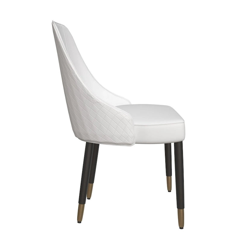 Chaises de salle à manger modernes rembourrées avec assise en tissu/cuir et pieds en chêne noir, lot de 2