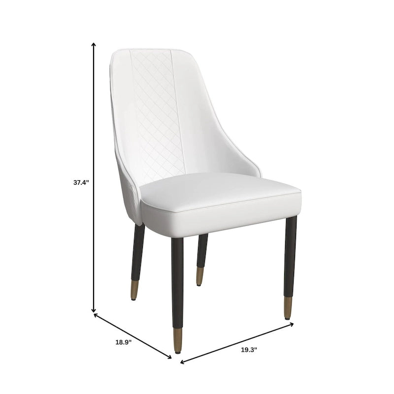Chaises de salle à manger modernes rembourrées avec assise en tissu/cuir et pieds en chêne noir, lot de 2
