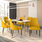 Chaises de salle à manger modernes rembourrées avec assise en tissu/cuir et pieds en chêne noir, lot de 2