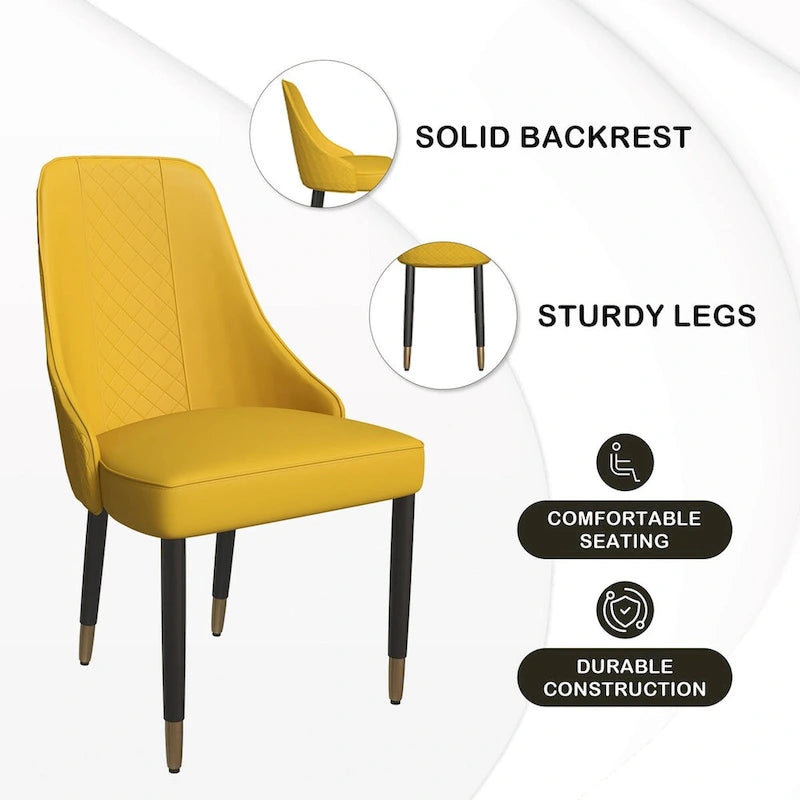 Chaises de salle à manger modernes rembourrées avec assise en tissu/cuir et pieds en chêne noir, lot de 2
