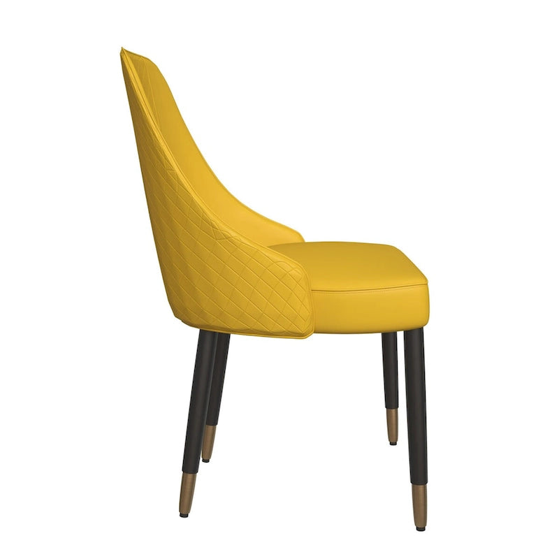 Chaises de salle à manger modernes rembourrées avec assise en tissu/cuir et pieds en chêne noir, lot de 2