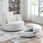 Fauteuil pivotant surdimensionné 39W, pouf de rangement lune, causeuse pivotante circulaire, fauteuils baquets, canapé douillet, chaise longue, 4 oreillers