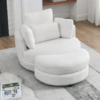 Fauteuil pivotant surdimensionné 39W, pouf de rangement lune, causeuse pivotante circulaire, fauteuils baquets, canapé douillet, chaise longue, 4 oreillers