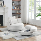 Fauteuil pivotant surdimensionné 39W, pouf de rangement lune, causeuse pivotante circulaire, fauteuils baquets, canapé douillet, chaise longue, 4 oreillers
