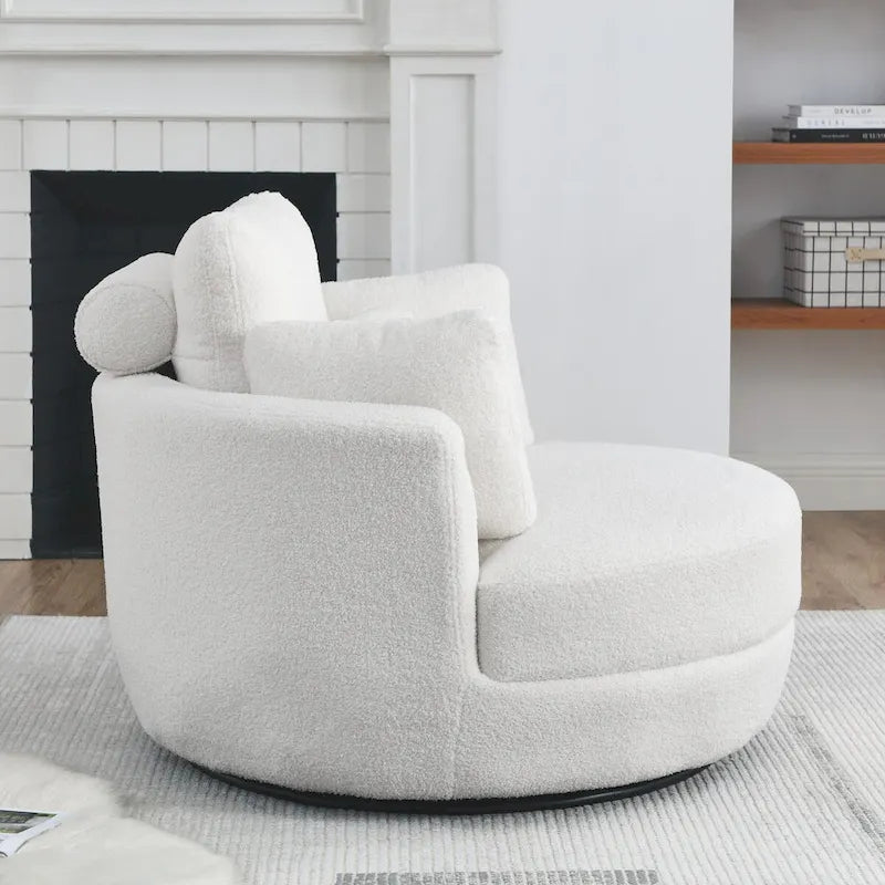 Fauteuil pivotant surdimensionné 39W, pouf de rangement lune, causeuse pivotante circulaire, fauteuils baquets, canapé douillet, chaise longue, 4 oreillers