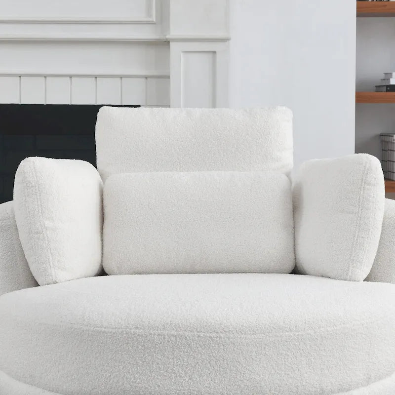 Fauteuil pivotant surdimensionné 39W, pouf de rangement lune, causeuse pivotante circulaire, fauteuils baquets, canapé douillet, chaise longue, 4 oreillers