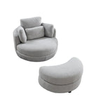Fauteuil pivotant surdimensionné 39W, pouf de rangement lune, causeuse pivotante circulaire, fauteuils baquets, canapé douillet, chaise longue, 4 oreillers